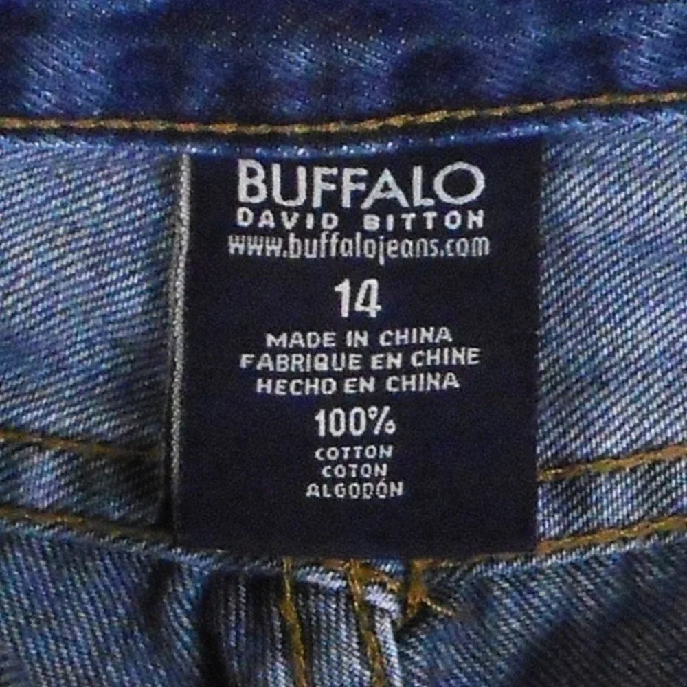 Buffalo‎ David Bitton Jeans Girls 14 Blue Denim Straight Leg Zip Distressed